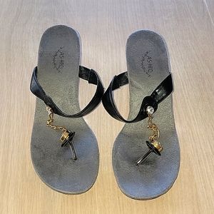 Ashro sandals size 9.5 gold and black.